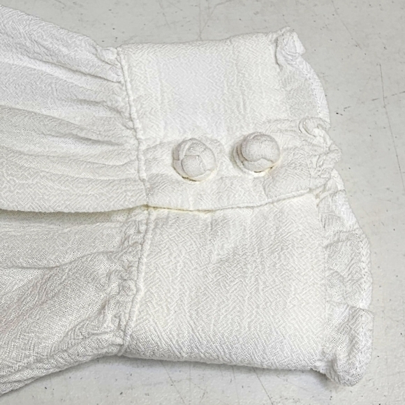 Soft Surroundings Small Boho Crinkle Button Front Off White Long Sleeve Blouse - Picture 13 of 16